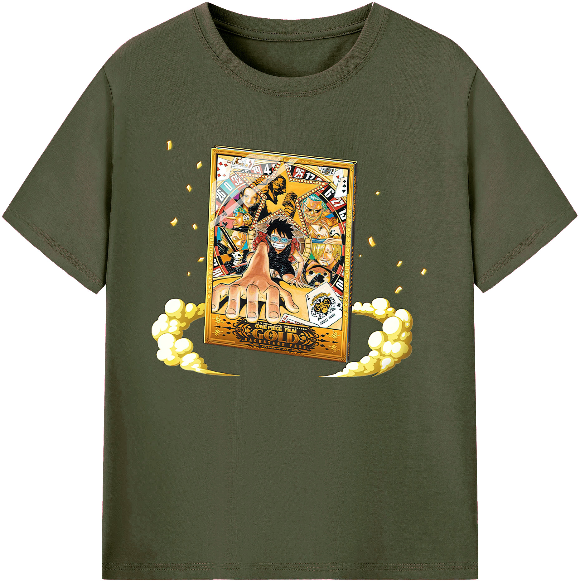 ワンピース モンキー・D・ルフィ ONE PIECE Monkey D. Luffy 綿100％ メンズ半袖Tシャツ｜肌触りやわらか＆通気性